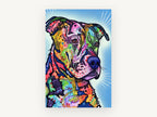 Sunburst Mosaic Pit Bull, colourful pop art pit bull portrait, animal canvas wall art print, front view