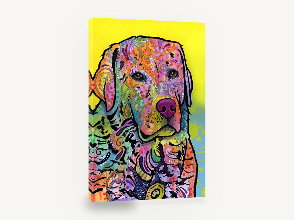 Neon Retriever Portrait, colourful pop art retriever portrait, animal canvas wall art print ready to hang