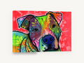 Rainbow Pit Bull Tilt, colourful pop art dog portrait, animal canvas wall art print ready to hang