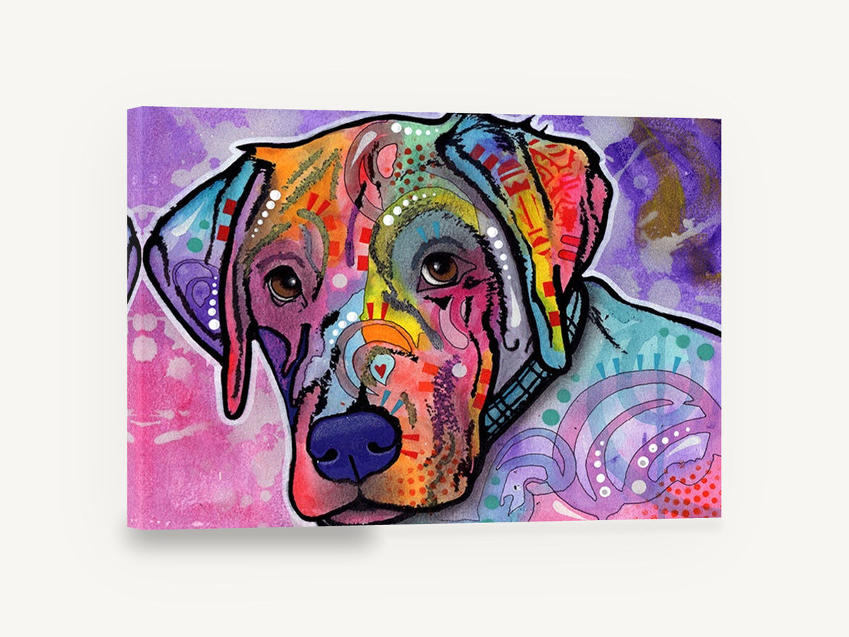 Rainbow Pup Portrait, colourful pop art dog portrait, animal canvas wall art print ready to hang
