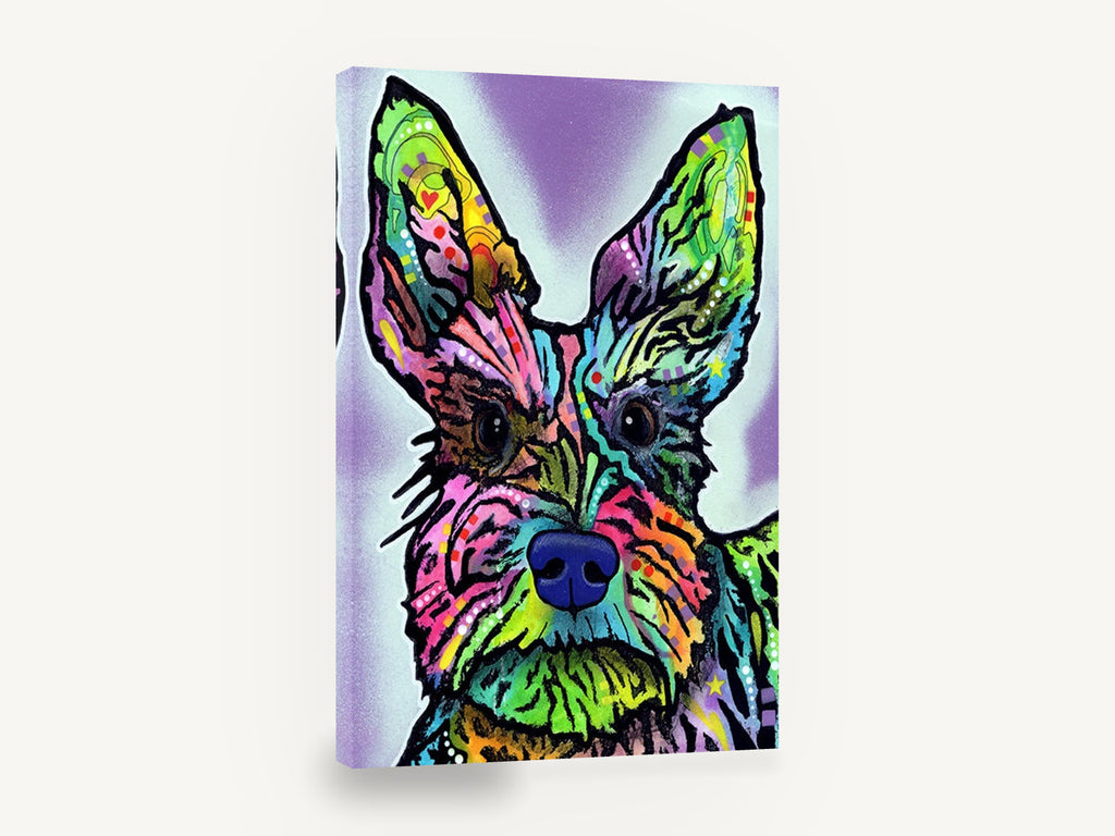 Neon Terrier Portrait, colourful pop art terrier portrait, animal canvas wall art print ready to hang