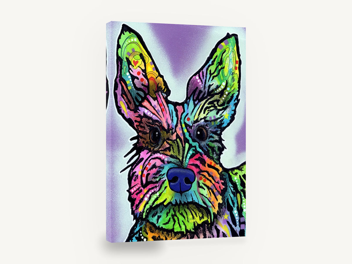 Neon Terrier Portrait, colourful pop art terrier portrait, animal canvas wall art print ready to hang