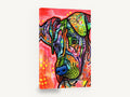 Rainbow Patchwork Hound, colourful pop art dog portrait, animal canvas wall art print ready to hang