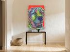 Technicolour Mastiff Portrait animal canvas print on the wall of a hallway
