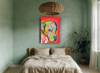 Dogs Speak Pop Portrait animal canvas print on the wall of a bedroom