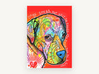 Dogs Speak Pop Portrait, colourful pop art dog quote, animal canvas wall art print, front view