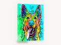 Rainbow Shepherd Love, colourful german shepherd pop art, animal canvas wall art print ready to hang