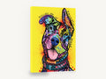 Rescue Pup Pop Portrait, colourful pit bull pop art portrait, animal canvas wall art print ready to hang