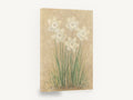 Pale Daffodils on Parchment, white daffodils soft neutral botanical, floral canvas wall art print ready to hang
