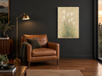Calla Lily Cluster floral canvas print on the wall of a charcoal living room