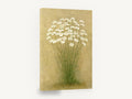 Daisy Cluster on Gold, white daisies textured botanical, floral canvas wall art print ready to hang