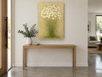 Daisy Cluster on Gold floral canvas print on the wall of a entry hall