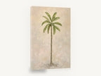 Lone Palm on Cream, single palm tree textured painting, floral canvas wall art print ready to hang