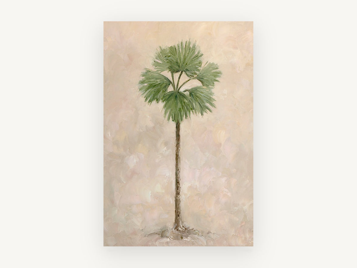 Lone Fan Palm, floral canvas wall art print, front view