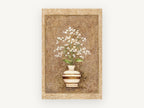 Striped Vase Baby's Breath, floral canvas wall art print, front view