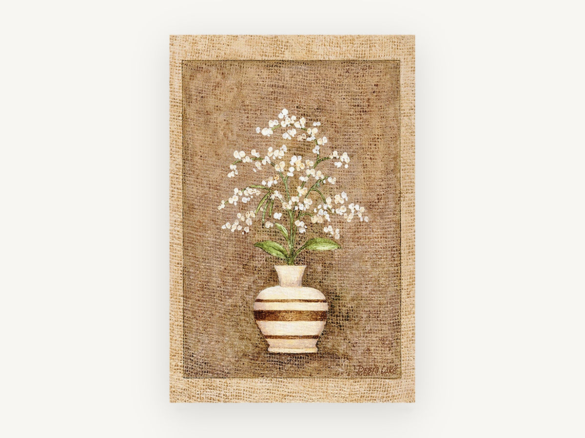 Striped Vase Baby's Breath, floral canvas wall art print, front view