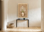 Striped Vase Baby's Breath floral canvas print on the wall of a hallway