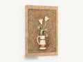 Two Tulips in Cream Jug, white tulips in cream jug still life, floral canvas wall art print ready to hang
