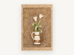 Two Tulips in Cream Jug, floral canvas wall art print, front view