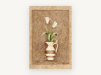 Cream Tulips in Striped Jug, floral canvas wall art print, front view