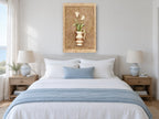 Cream Tulips in Striped Jug floral canvas print on the wall of a coastal bedroom