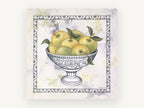 Green Apples in Silver, floral canvas wall art print, front view