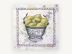 Lemons in Silver, floral canvas wall art print, front view