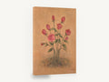 Rose Bouquet on Parchment, pink roses rustic textured floral, floral canvas wall art print ready to hang