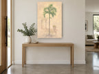 Palm Beside Faded Colonnade floral canvas print on the wall of a entry hall