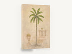 Palm Beside the Balustrade, palm tree balustrade urn botanical painting, floral canvas wall art print ready to hang