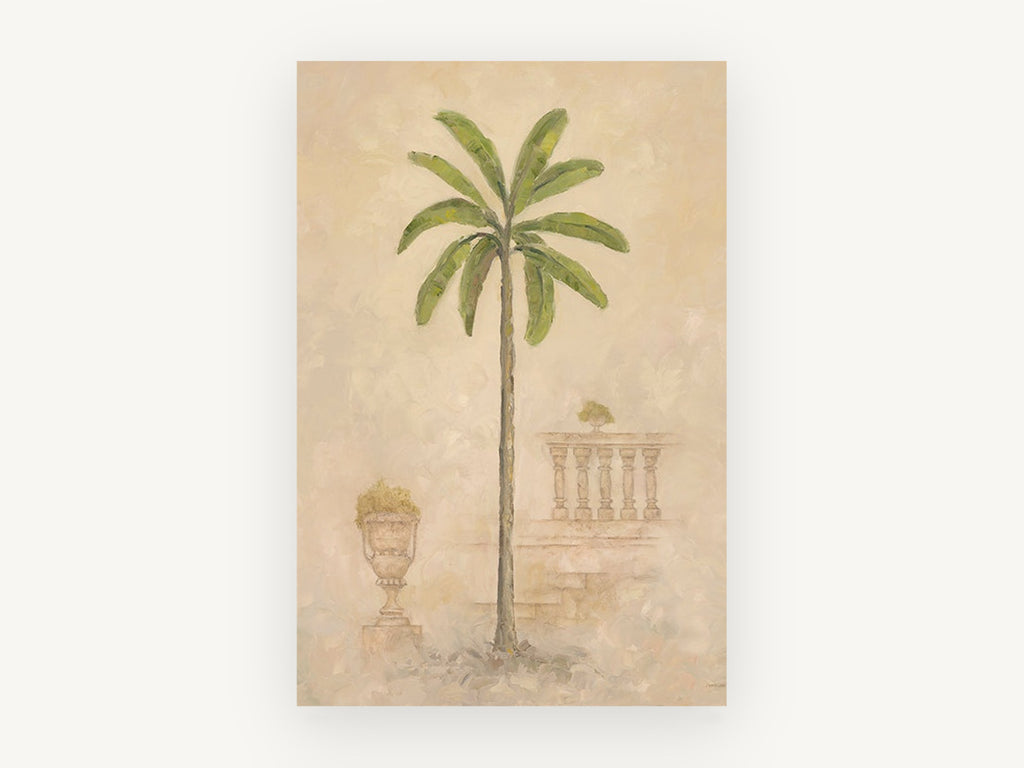 Palm Beside the Balustrade, floral canvas wall art print, front view