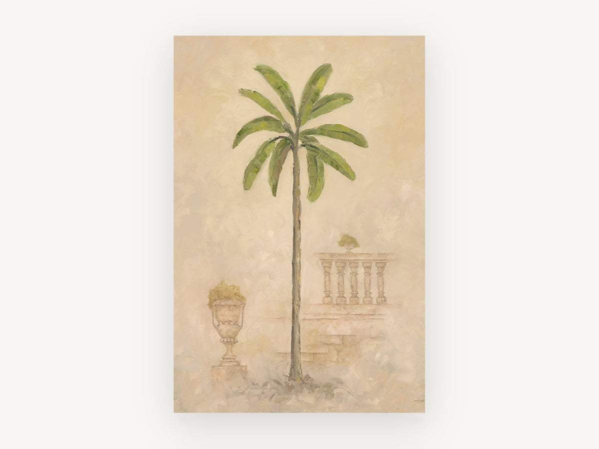 Palm Beside the Balustrade, floral canvas wall art print, front view