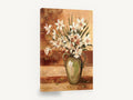 Daffodils in Green Urn, white daffodils green vase still life, floral canvas wall art print ready to hang