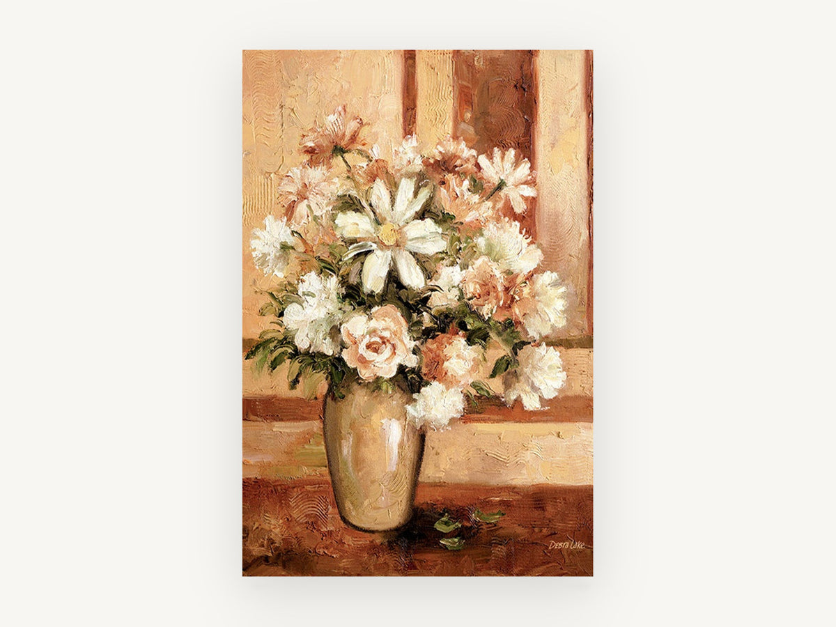Cream Bouquet in Amber, floral canvas wall art print, front view