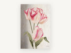 Blush Tulip Trio, floral canvas wall art print, front view