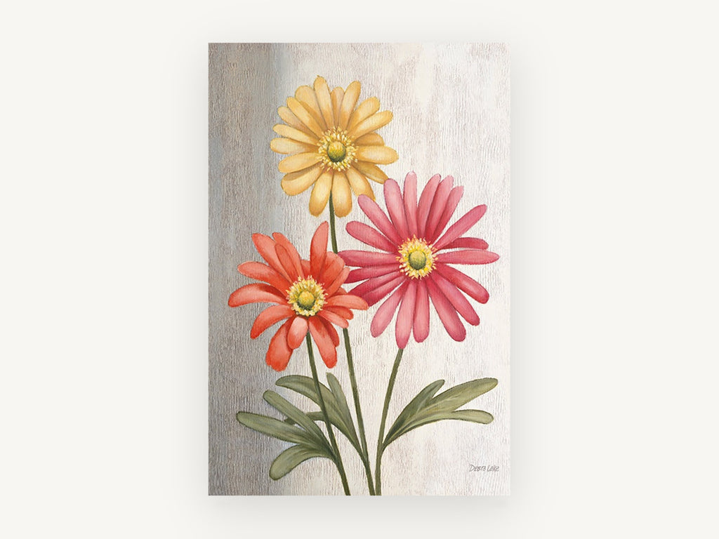 Three Gerbera Trio, floral canvas wall art print, front view