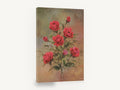 Crimson Rose Spray, red rose stem soft painting, floral canvas wall art print ready to hang