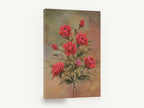 Crimson Rose Spray, red rose stem soft painting, floral canvas wall art print ready to hang