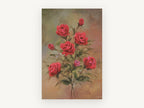 Crimson Rose Spray, floral canvas wall art print, front view