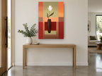 White Tulip Colour Blocks floral canvas print on the wall of a entry hall