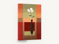 White Bloom Colour Blocks, white flower dark vase contemporary painting, floral canvas wall art print ready to hang