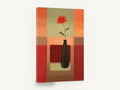 Red Gerbera Dark Vase, red gerbera black vase contemporary still life, floral canvas wall art print ready to hang
