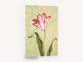 Striped Tulip on Damask, red and white tulip floral painting, floral canvas wall art print ready to hang