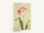 Striped Tulip on Damask, red and white tulip floral painting, floral canvas wall art print ready to hang