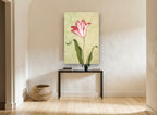 Striped Tulip on Damask floral canvas print on the wall of a hallway