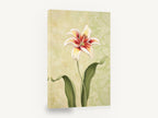 Lily on Sage Damask, white red lily painting green damask, floral canvas wall art print ready to hang