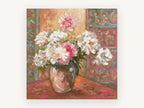 Peonies in Glass Vase, floral canvas wall art print, front view