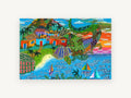 Island Village Sailboats, coastal canvas wall art print, front view