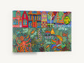 Whimsical Harbour Underwater, colourful folk art underwater harbour scene, coastal canvas wall art print ready to hang