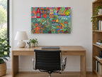 Whimsical Harbour Underwater coastal canvas print on the wall of a study